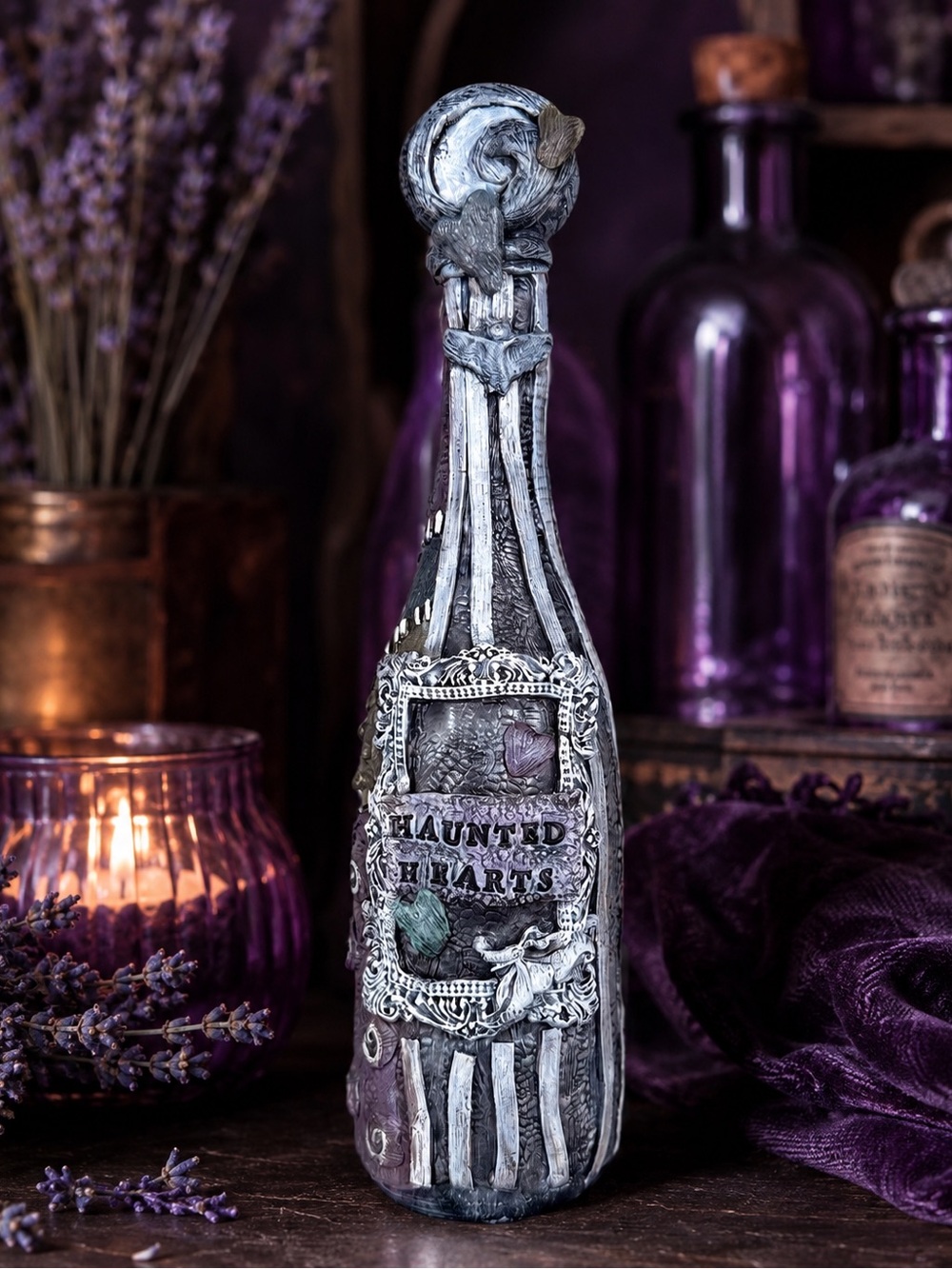 Handmade Haunted Hearts Gothic Oddities Bottle Decor, Nightmare Before Christmas
